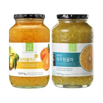 초록원 액상차 유자플러스+제주청귤차 (각각 1kg) 유자청 청귤청 에이드 따뜻한 차