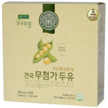 건국유업 국산콩 무첨가 두유, 190ml, 16개