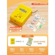 D110 라벨 프린터 가정용 스티커 라벨 부착기 가격 바코드 식품 유통 기한 휴대용 소형 열감 블루투스 휴대폰 투명 컬러 네임 스티커, AO.D110 피카츄+프리케이스 9롤 미니어처
