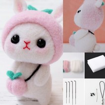 DIY 동물친구 양모펠트 키트(복숭아토끼) 펠트교구 펠트인형 바느질놀이