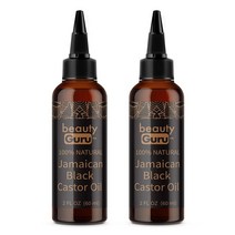 GuruNanda Jamaican Black Castor Oil for Hair Growth 100% Pure and Natural Roasted & Cold Pressed Oil for Eyelash Eyebrow and Nourishes Scalp 2 Fl