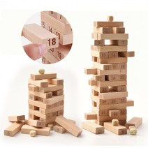 우드블럭 나무블록 유아 젠가 54P 주사위4개 포함