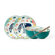 LOVFIR 한국식 크리에이티브 플라워 도자기 식기 그릇 세트 4인 식기세트 12p, 1인 식기세트 5p