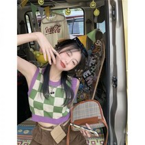 크롭니트조끼 체크 체커보드 문동은 간절기 옷 금새록 의류 가을 의상