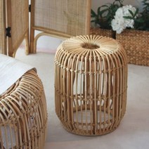 비앙코가구 라탄 원형 원목 스툴 의자 내츄럴