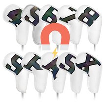 자석 아이언커버 10개세트 홀로그램 화이트 가죽 골프 - 2023958EA, 쿠팡 본상품선택