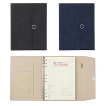 다이어리형 노트 6공 9공 바인더 다이어리 수납 포켓 펜홀더 수첩 스케줄 메모 일기 기록, 네이비(A5 사이즈)
