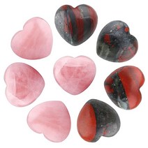 SUNYIK 다양한 천연 용암 바위 퍼프 하트 포켓 스톤 아로마테라피 에센셜 오일 디퓨저 세트 크리스마스용 8개 팩 2.5cm1인치)), 1 인치_핑크/레드 블랙