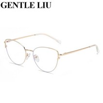 블루레이 플레이어 Cat Eye Anti Blue Light Glasses Women 2022 New Fashion Eyeglasses Frame Ladies Blo, 02 Gold White_02 With The Box