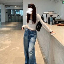 여성 와이드 골반 청바지 밑위짧은 로우라이즈 크롭패션 간절기 여성스러운 팬츠
