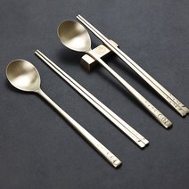 안성유기 매난국죽조각 방짜 놋 유기수저세트 2인, 예단수저포장X