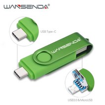 WANSENDA3 인 1 OTG USB 플래시 드라이브 512G 펜드라이브 256G 스틱 c타입마이크로 펜 128G 64G 32G USB3.0 메모리, 512GB, 초록