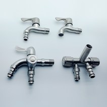 SUS304 스테인레스 무광 일반 수도꼭지 일구 양갈래 세탁기 발코니 수전, 1개