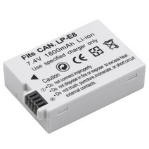 카메라 배터리 1800mah lp e8 lp e8 lpe8 akku 팩 캐논 eos 550d 600d 650d 700d 반란군 x4 x5 x6i x7, 배터리만 1개