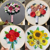 프롬빈스 프랑스자수 패키지 세트 십자수 DIY 키트 82종, 57.해바라기