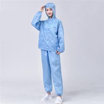 여름 가을 방진복 무진복 제전복 정전기 방지 방전복 남녀 방호복 래커복 블루 화이트 페인트 작업복, 블루 후드 분홍색 후드 톱+바지, 1개