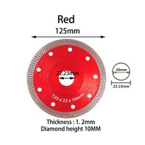 각도절단기 터보 다이아몬드 커팅 디스크 105/115/125MM 대리석 앵글 그라인더 톱날 용, 09 125mm Red