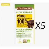 ETHIQUABLE 에티카블 유기농 공정무역 다크 초콜릿 100% 페루 5팩 dark chocolate perou 100% 5EA, 5