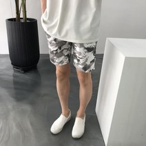 라일라이 / 여름 밀리터리 마린넨 남자 밴딩 카모 반바지