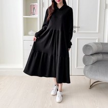 [천삼백케이] [오슈] 여성 홈웨어 집앞패션 데일리 후드캉캉 기모 롱원피스