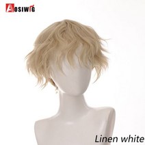 장 울프컷 반묶음 노인 남자 통가발 숏머리 선물 중년 탈모 할아버지 숏컷, 아시안, 옵션 Linen 화이트