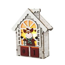 GHSHOP 인형 LED 조명 건물 Decors 데스크탑 실내 미니어처 겨울 집 휴일 가정 침실을 위한 크리스마스 소장용, 중간, 목재, 고라니