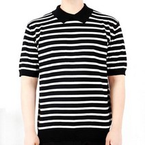 산토그리얼 남자 스트라이프 오버핏카라티 니트 PK티