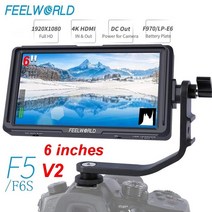 필월드 Feelworld f5v2 6 inch on camera field monitor full small hd 1920x1080 lcd dslr 모니터 4k hdmi 입력, 없음