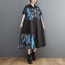 도니와 여성 화려한 패턴 카라 롱 원피스 뉴푸ZA74