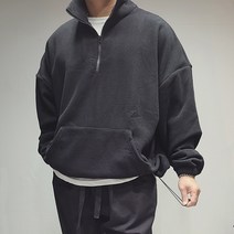 남녀공용 오버핏 박스 반집업 후리스 스트링 아노락