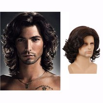 남성 엠자가발 남자커트가발 m자커버 정수리 앞머리 부분가발 WEILAI 남자 합성 가발 짧은 갈색 머리, 한개옵션1, 13 WIG-M38