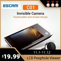 무선 스마트 초인종 도어벨 현관문 차임벨 디지털 escam c01 3.5 인치 lcd 120 학위 구멍 뷰어 사진 시각적 모니터링 전자 고양이 눈 카메라 카메라, 없음