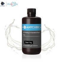 anycubic 3d 프린터 수지 범용 405nm 흰색 회색 검정색 빠른 경화 sla uv 경화 수지 for lcd 3d 인쇄 like photon s, -클리어 1kg-, 협력사, 1개