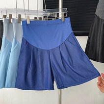 임산부 반바지 여 여름 겉옷 텐셀 데님 5부 와이드 여름 바지 작은 키 슬랙스 하프 팬츠 하복