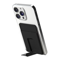 [당일출고]라피드 맥세이프 호환 카드지갑 마그네틱 스탠드 거치대, 에보니 블랙, 메탈링-실버, 1개