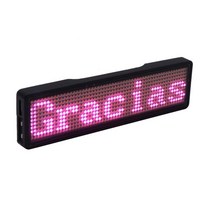 LED 광고판 전광판 차량 휴대용 미니 간판 V992 USB 충전식 디지털 배지 휘장 DIY 프로그래밍 가능한 스크롤 메시지 보드 디스플레이 언어 이름 태그 267EA 2, 06 Pink lights, Bluetooth input