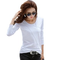 beibaobao No-505 여성티셔츠 여성긴팔 면티 기본티 슬림티 라운드티 u넥 긴팔티 무지티 흰티 단색티 이너티 여성티 여자티셔츠