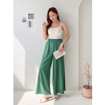 여성 밴딩 와이드 팬츠 오버핏 치마바지 통바지 고무줄바지