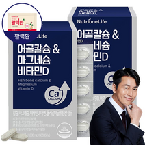 뉴트리원 흡수빠른 어골칼슘 칼슘 마그네슘 비타민D 아연 활력환 기획세트, 60정, 2박스