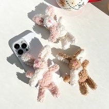 뽀글이 토끼 목도리 바니 버니 인형 그립톡, 핑크