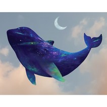 우주를 품은 돌고래 그림 인테리어 그림액자 peaceholic, 10P (﻿53cmX41cmX2cm), 1.머리위달
