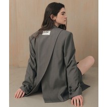 시티브리즈 루즈핏 사선 절개 싱글 자켓 그레이