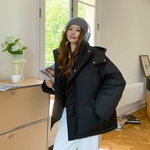 그레이 하트 숏 겨울 커플 도톰한 디자인감의 루즈핏 빵야상 패딩코트