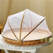원형 덮개 망 싸리 채반 대나무 소쿠리 체반 명절 설 제사 추석 음식 전 보관 Wstug 증정, 그물 없음 대나무 녹색 쓰레받기 47cm
