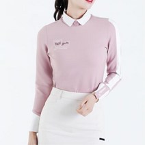 배색 카라 소매 여자 기능성 골프 긴팔 티셔츠 연습장