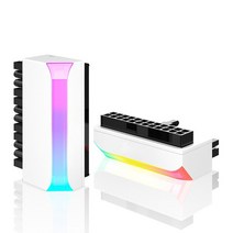 ATX 24 핀-90 도 전원 플러그 어댑터 메인 보드 마더 5V 3 핀 ARGB 공급 장치 케이블 커넥터 모듈형 DIY, 01 1PC White RGB