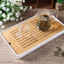 대나무 찻상 손님 접대용 다기 차판 화이트 찻판 차상 찻잔받침