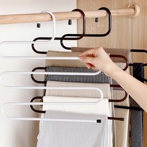 5단바지걸이 논슬립 행거 멀티 다용도 다기능 S형 미끄럼방지 수건 옷장 치마 바지걸이, 화이트
