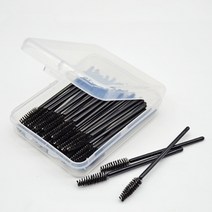 프리클라 일회용 마스카라브러쉬 속눈썹 눈썹정리솔 케이스포함 100개, 블랙100p+투명케이스1