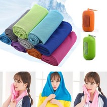 기능성 아이스쿨타올+케이스 스카프 넥워머 휴대용 낚시용품수건, 블루